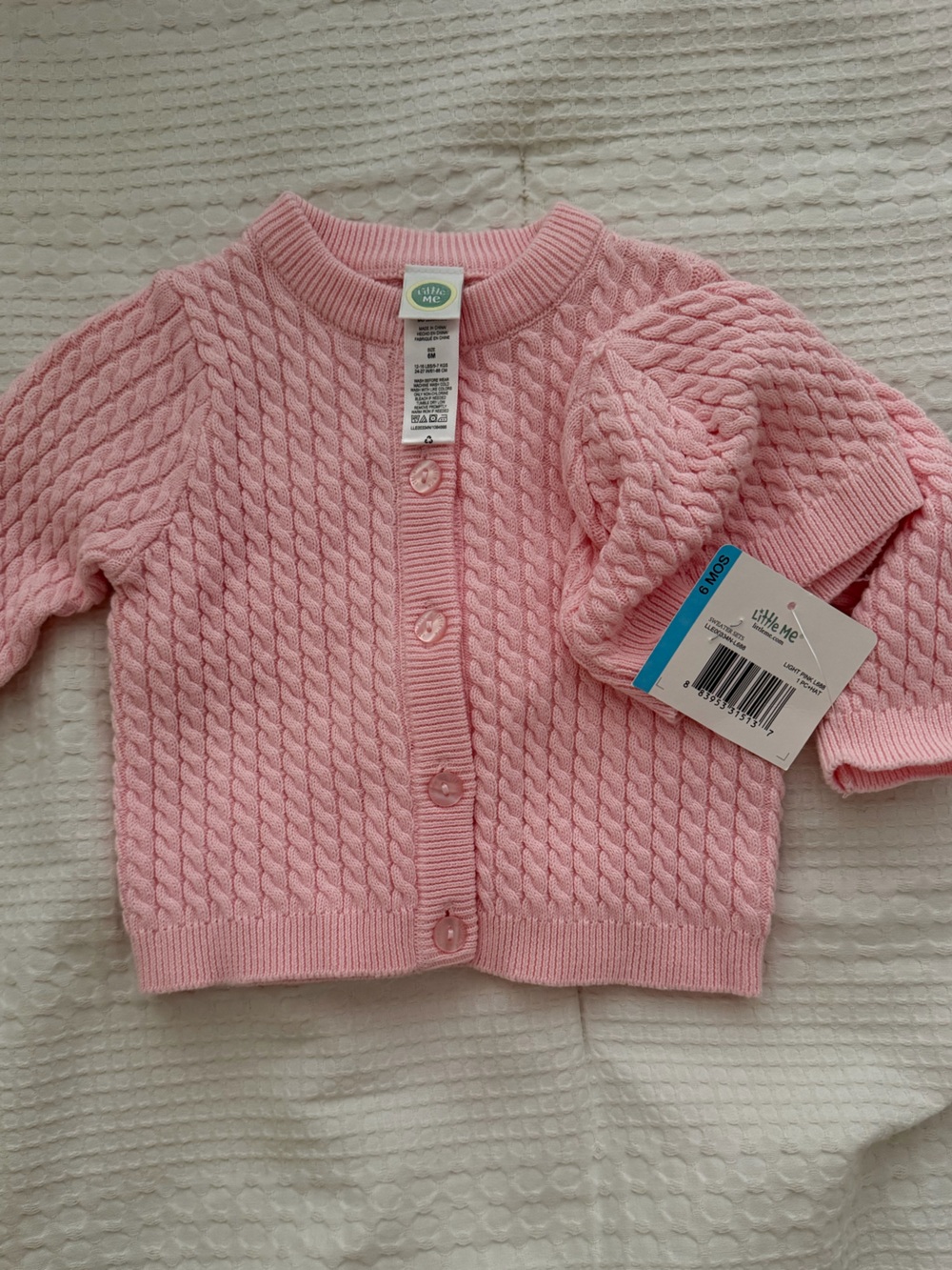 Little Me Baby Pink Cable Knit Cardigan